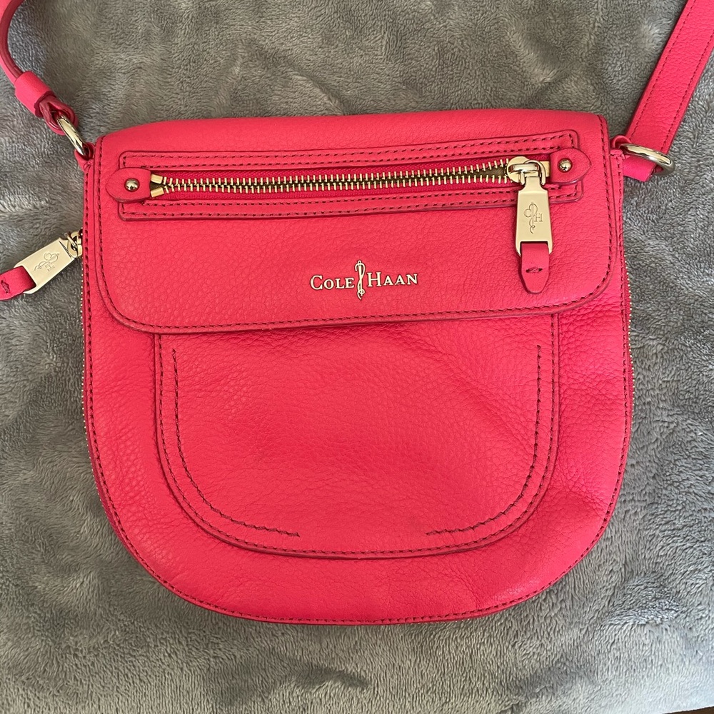 Bright Pink Cole Haan Leather Crossbody Handbag